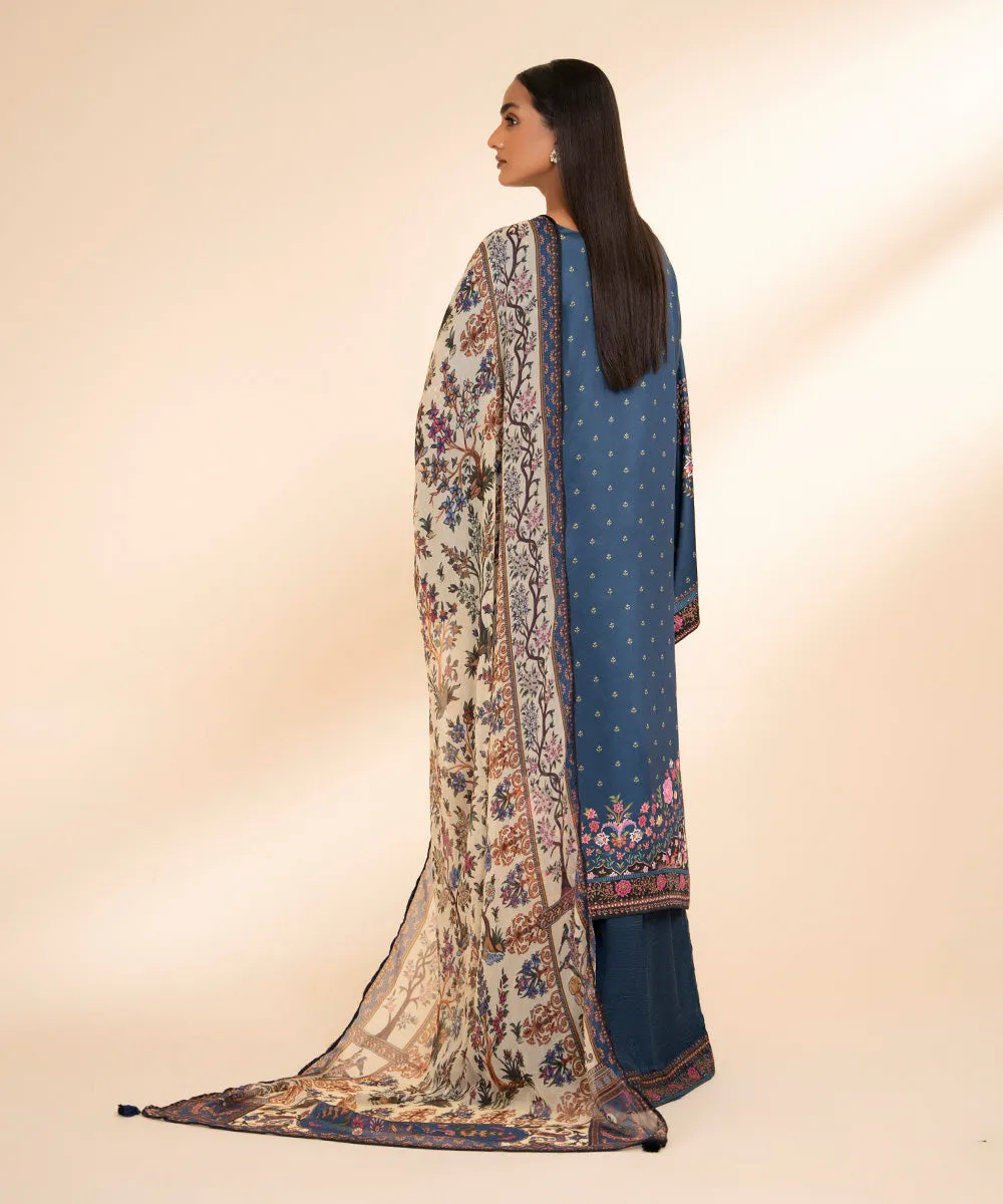 3 Piece - Printed Silk Suit