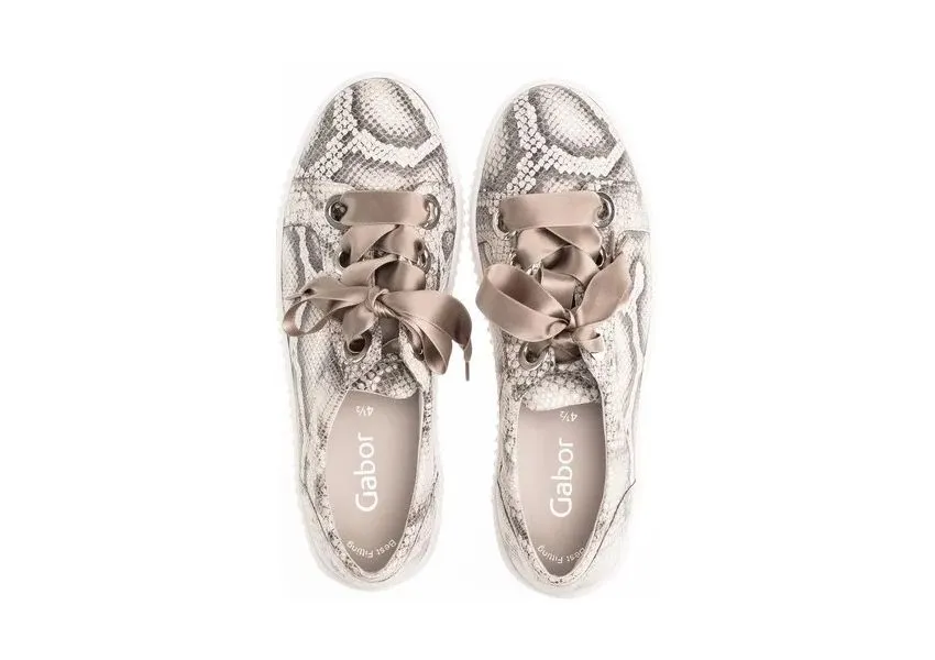 43.330.30 Taupe Snakeskin Lace-Up Sneaker