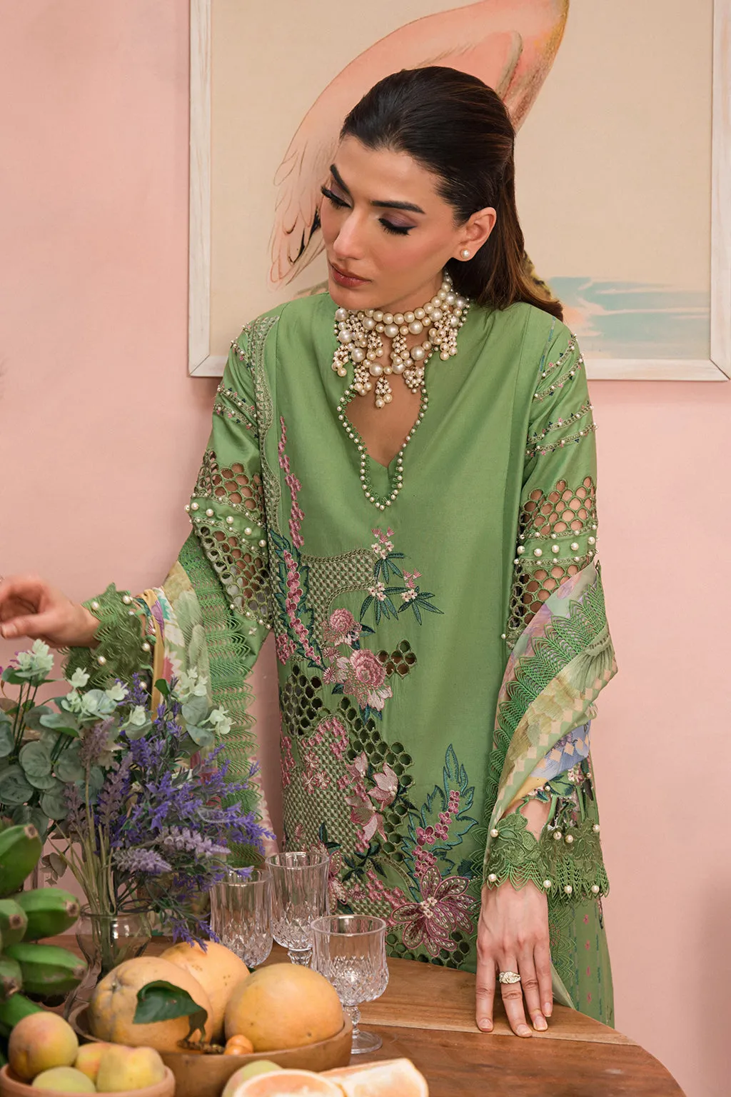 Afrozeh The Painted Garden Unstitched Lawn 3Pc Suit AEF-24-V1-02