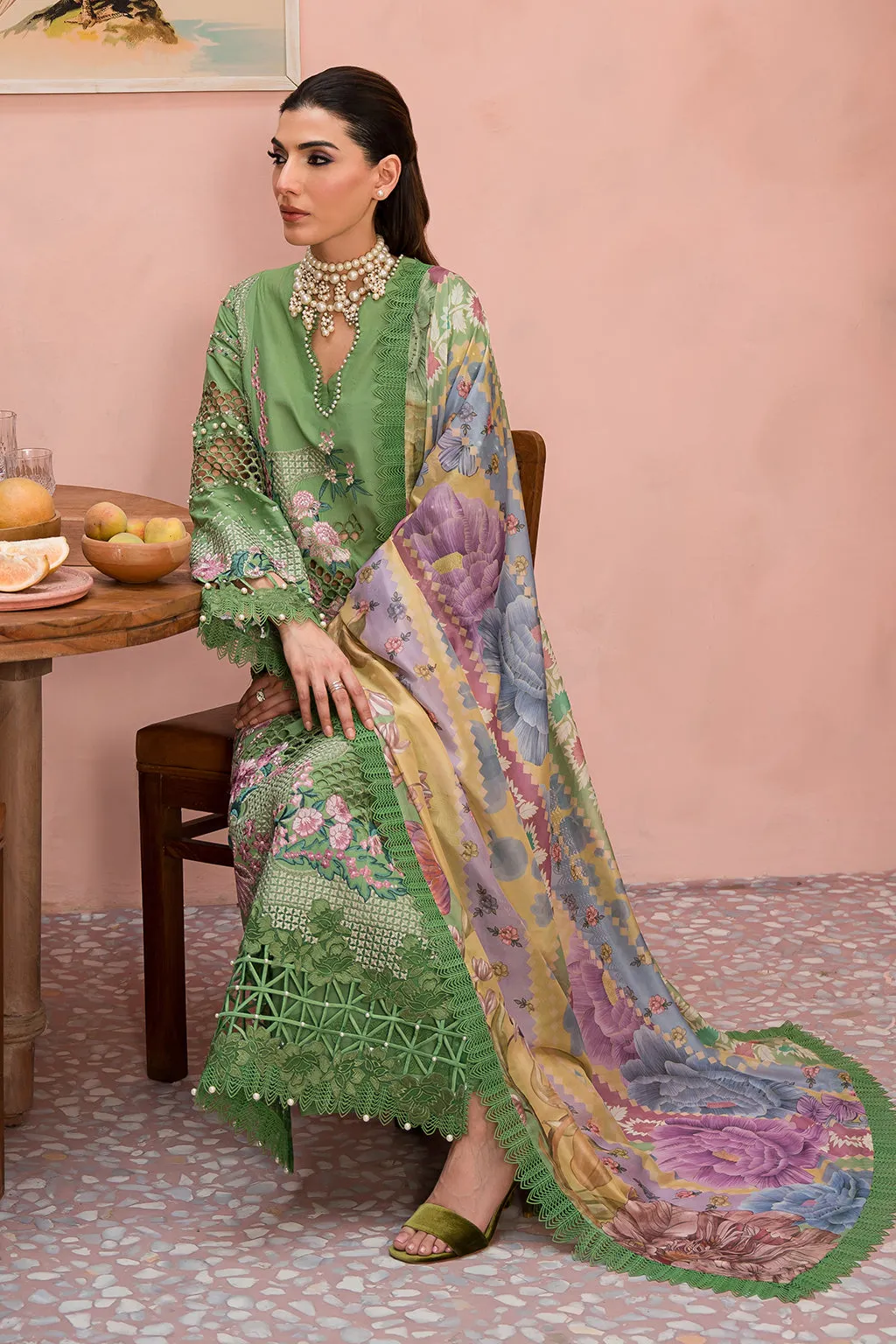 Afrozeh The Painted Garden Unstitched Lawn 3Pc Suit AEF-24-V1-02