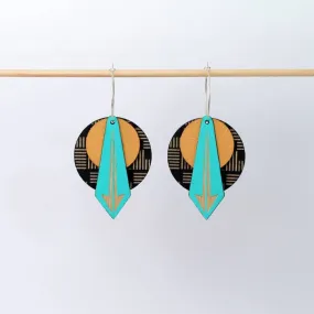 Architectural Lightweight Leather + Birch Earring: Arrow Geo