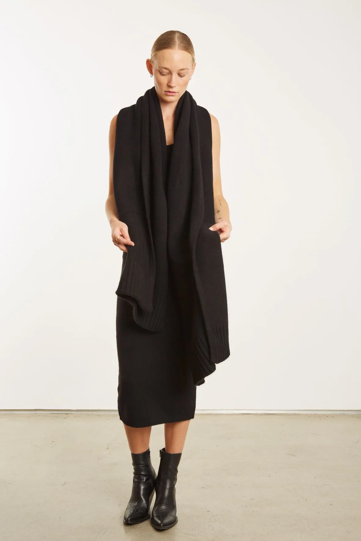 Black Cashmere Wrap Scarf