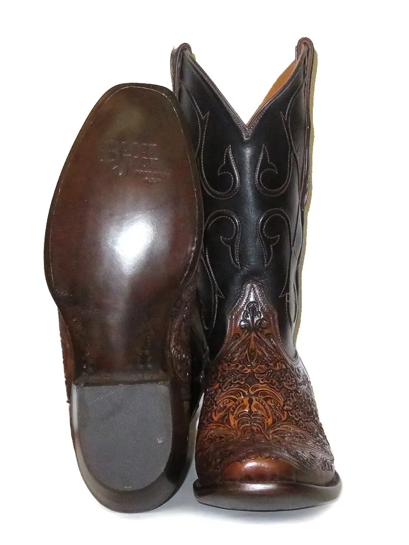 Black Jack MUHT-304 Mens California Hand Tooled Western Boots Mahogany