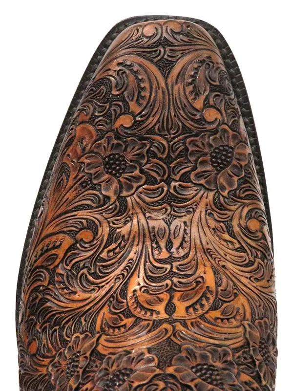 Black Jack MUHT-304 Mens California Hand Tooled Western Boots Mahogany