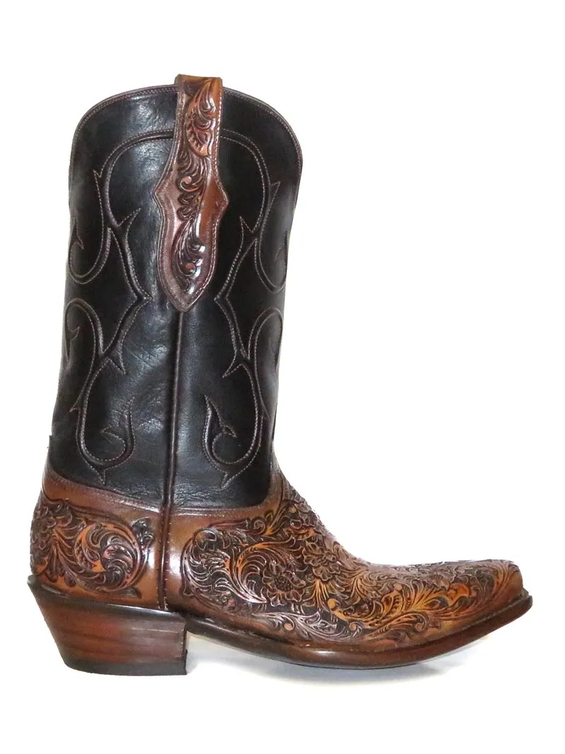 Black Jack MUHT-304 Mens California Hand Tooled Western Boots Mahogany