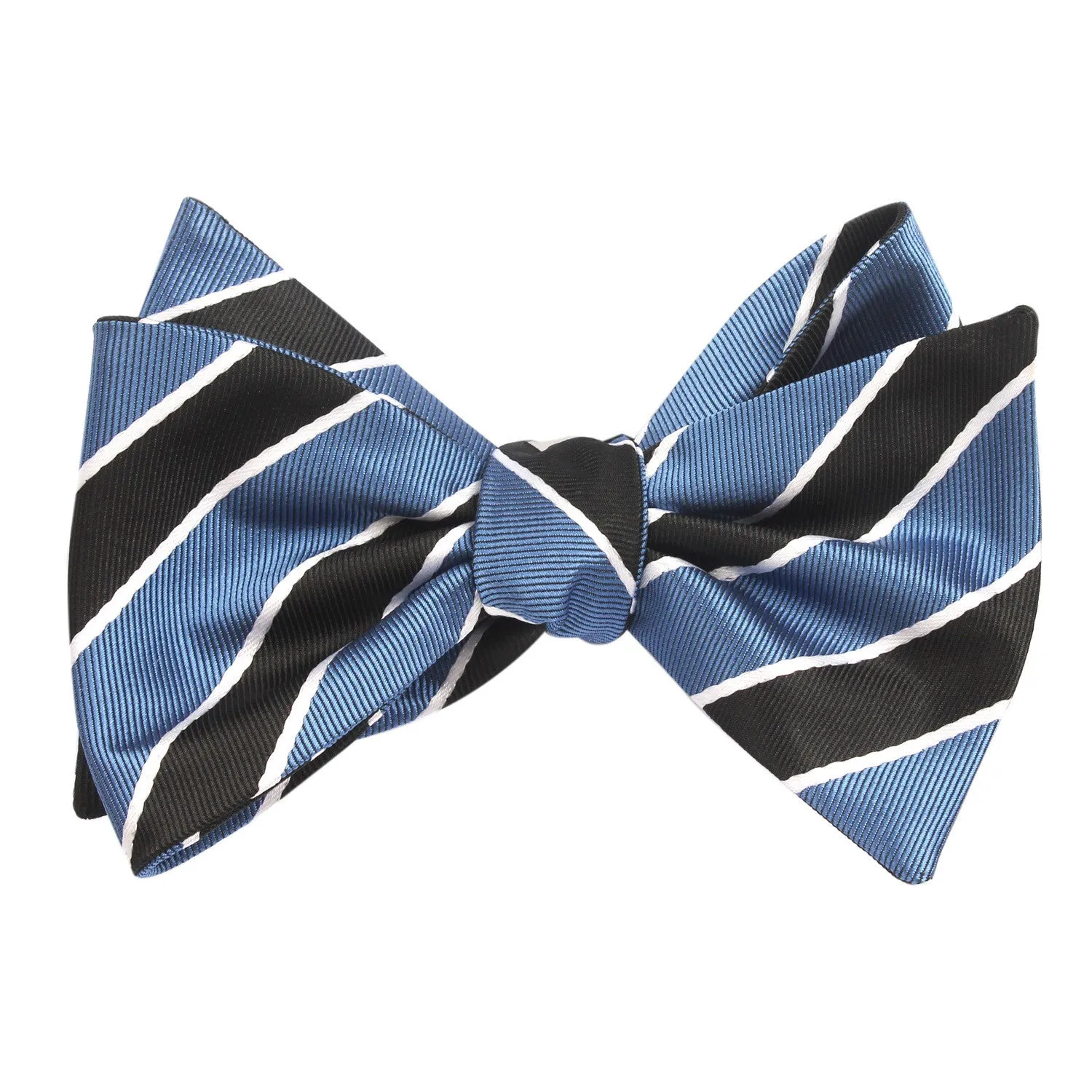 Black White Blue Striped Bow Tie Untied