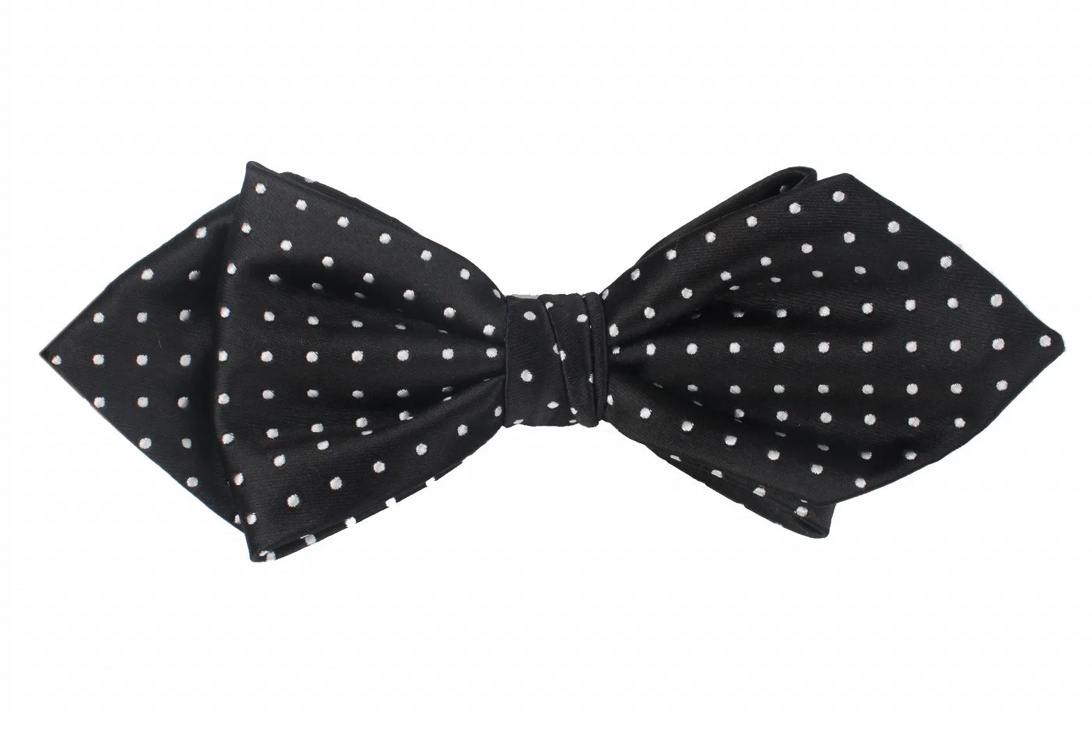 Black with White Polka Dots Diamond Bow Tie