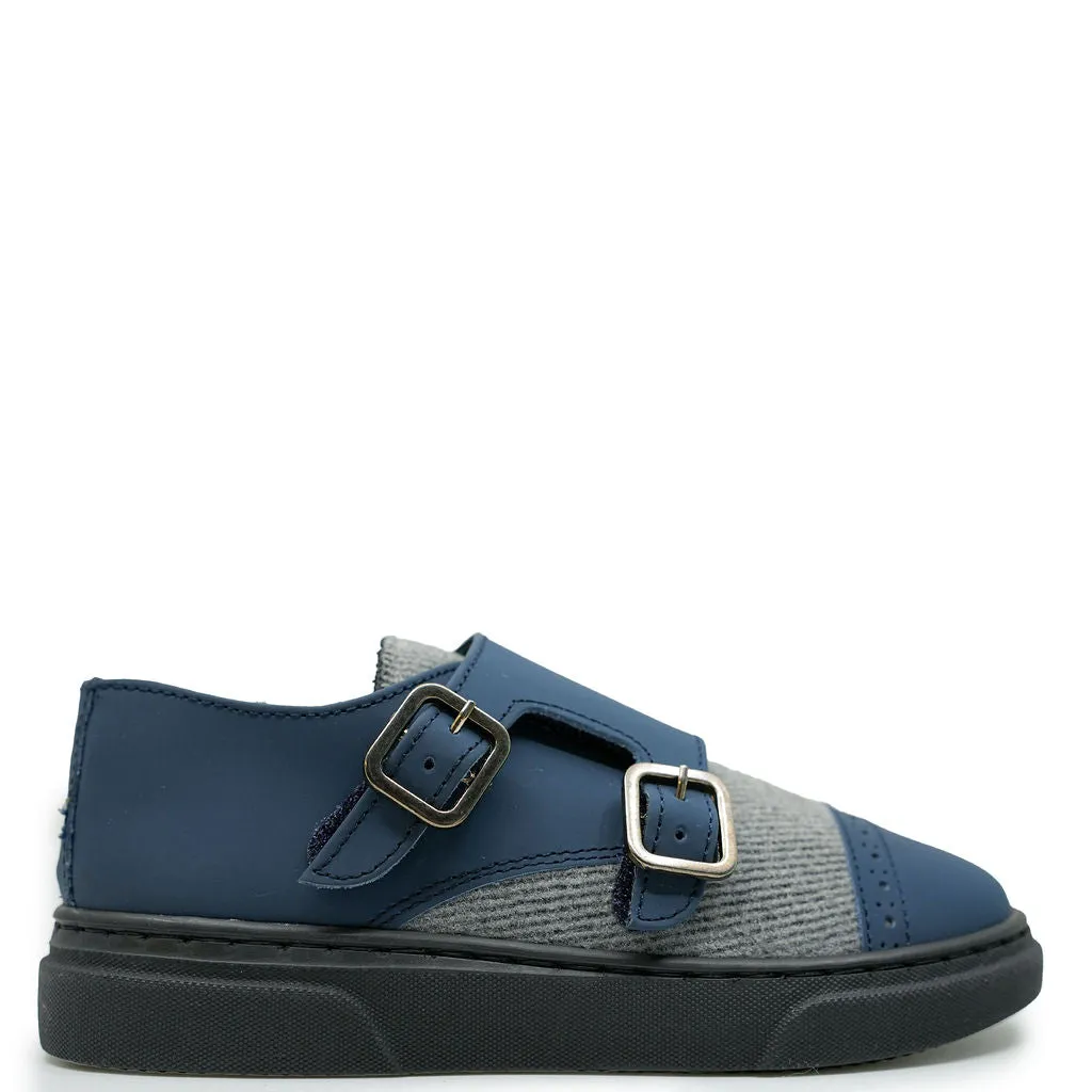 Blublonc Navy and Gray Dress Sneaker