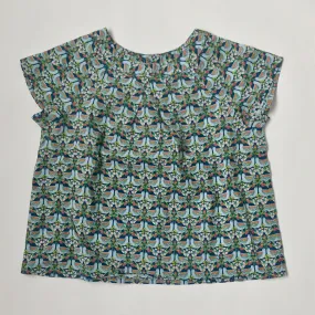 Bonpoint Blue Singing Bird Liberty Print Cotton Blouse: 8 Years