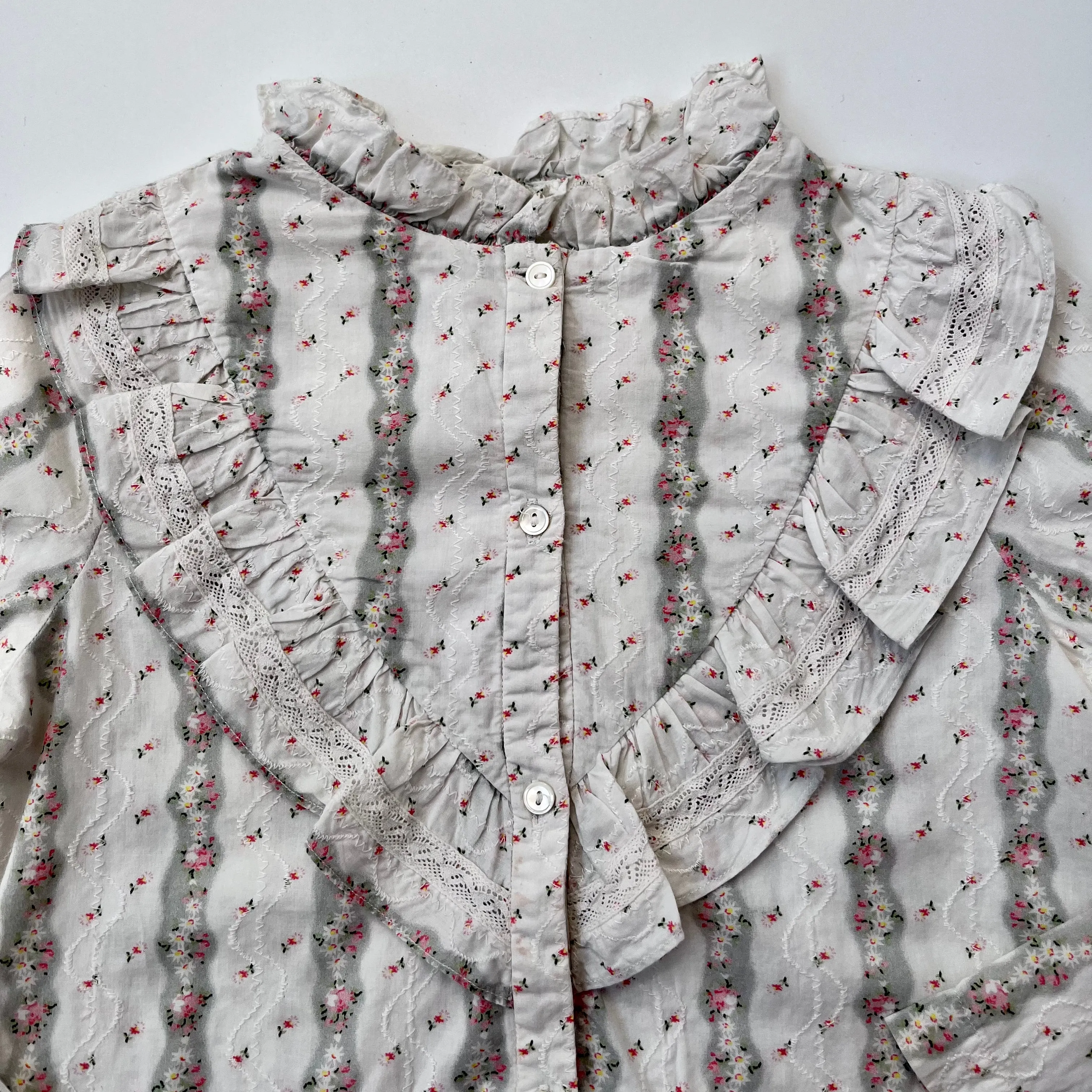 Bonpoint Rose Print Blouse With High Collar: 6 Years