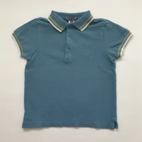 Bonpoint Teal Polo Shirt With Yellow And White Trim: 4 Years