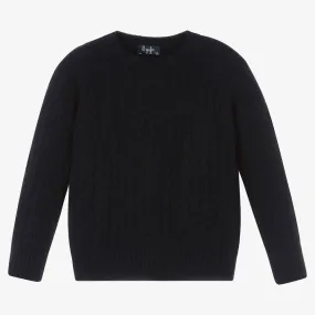 Boys Navy Blue Merino Wool Sweater