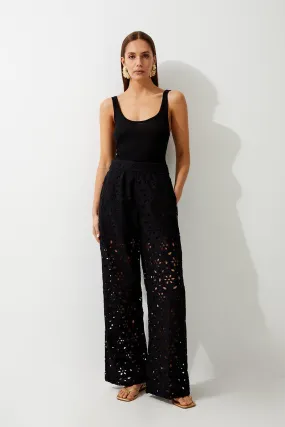 Broderie Woven Trouser | Karen Millen