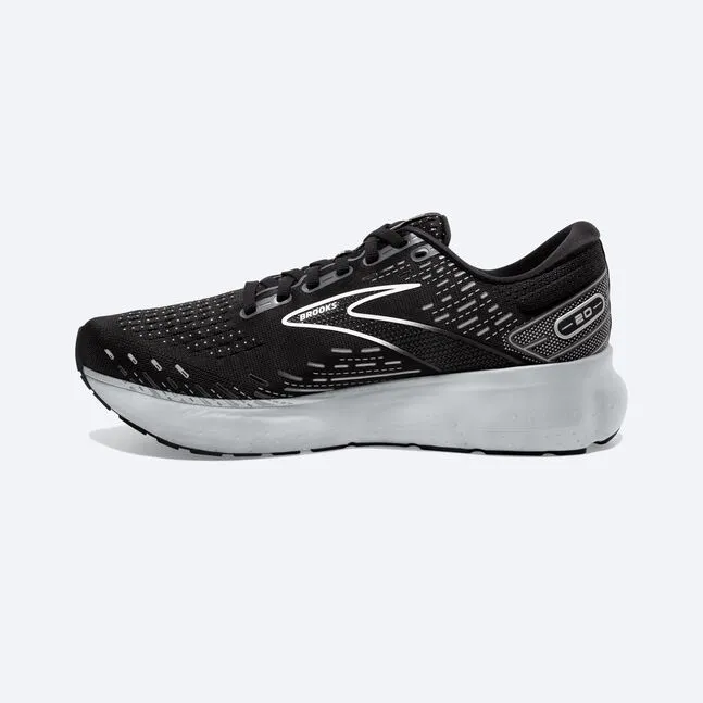 Brooks Mens Glycerin 20 Athletic Shoes- Black/White/Alloy