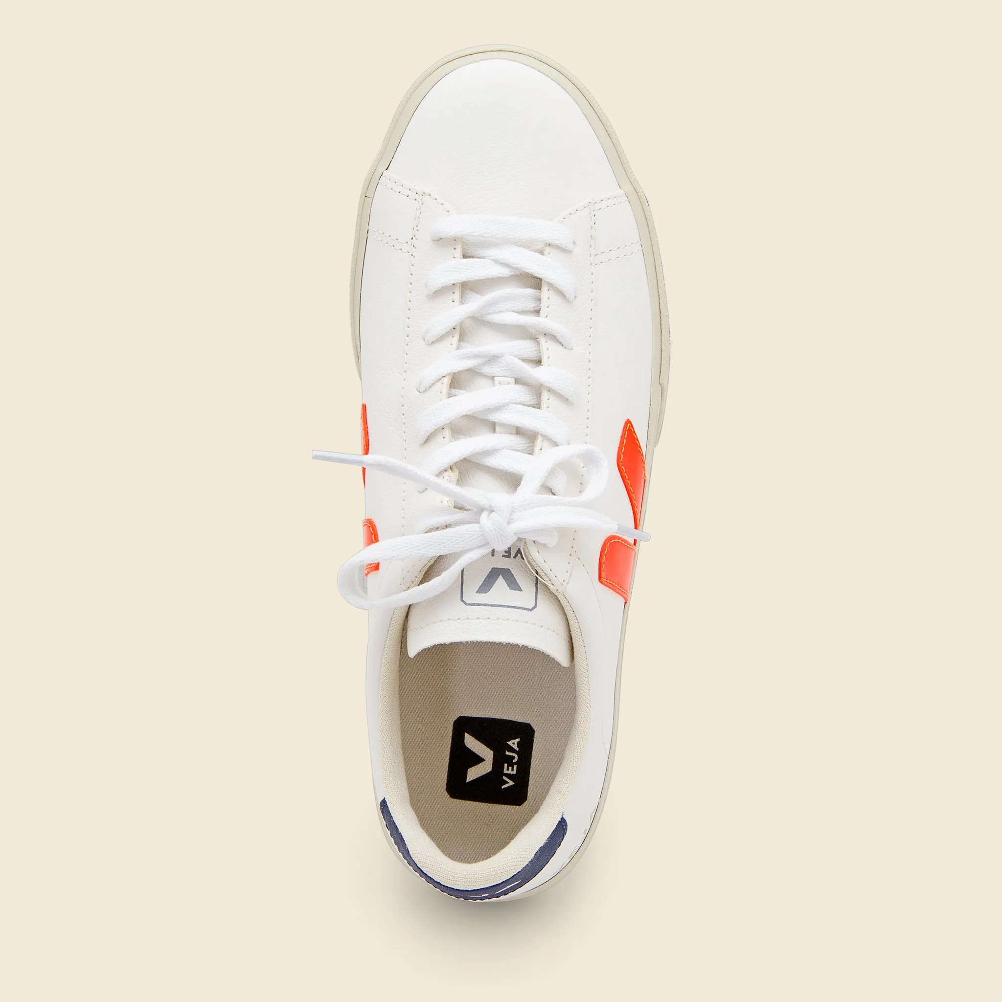 Campo ChromeFree Leather Sneaker - Extra White/Orange/Cobalt