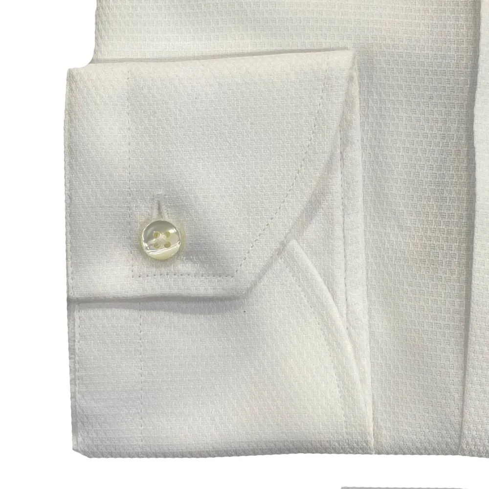 Canali White Textured Modern Fit Shirt