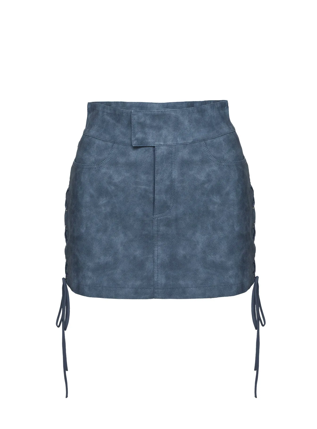 Ceejay Faux Leather Mini Skirt Blue