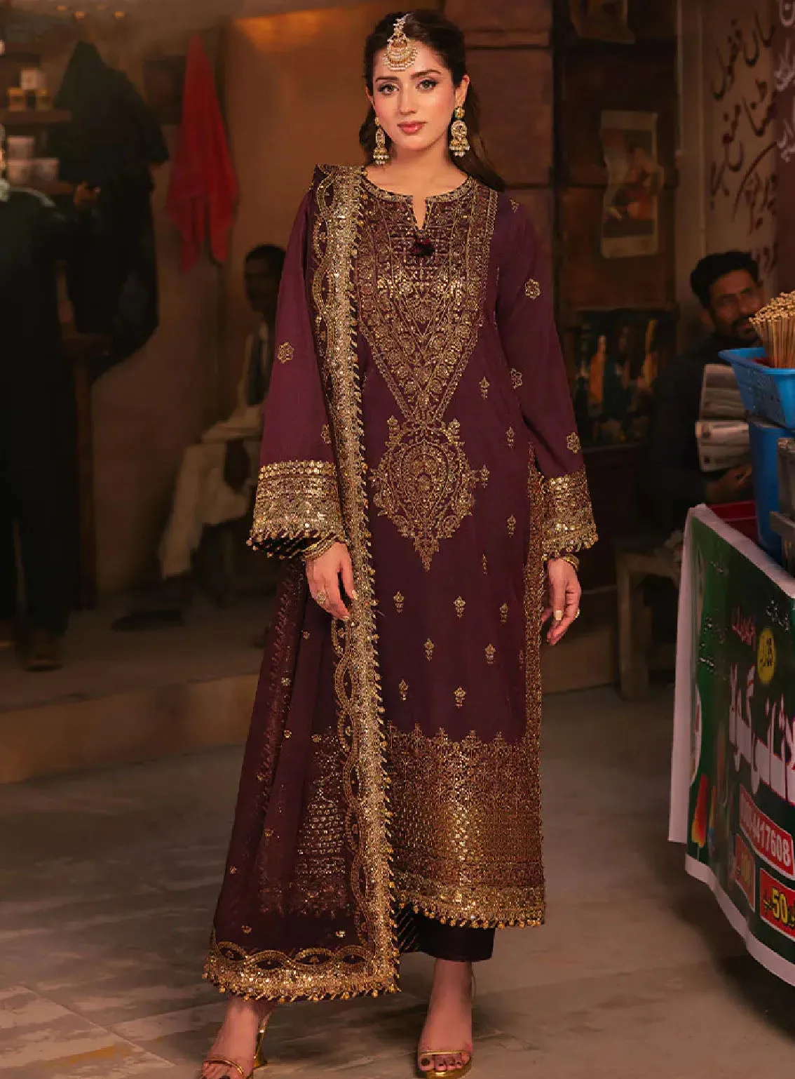 Chamkeeli By Asim Jofa Luminous Luxe Festive Embroidered Silk 3 Piece Unstitched Suit AJ24CF AJKK-01