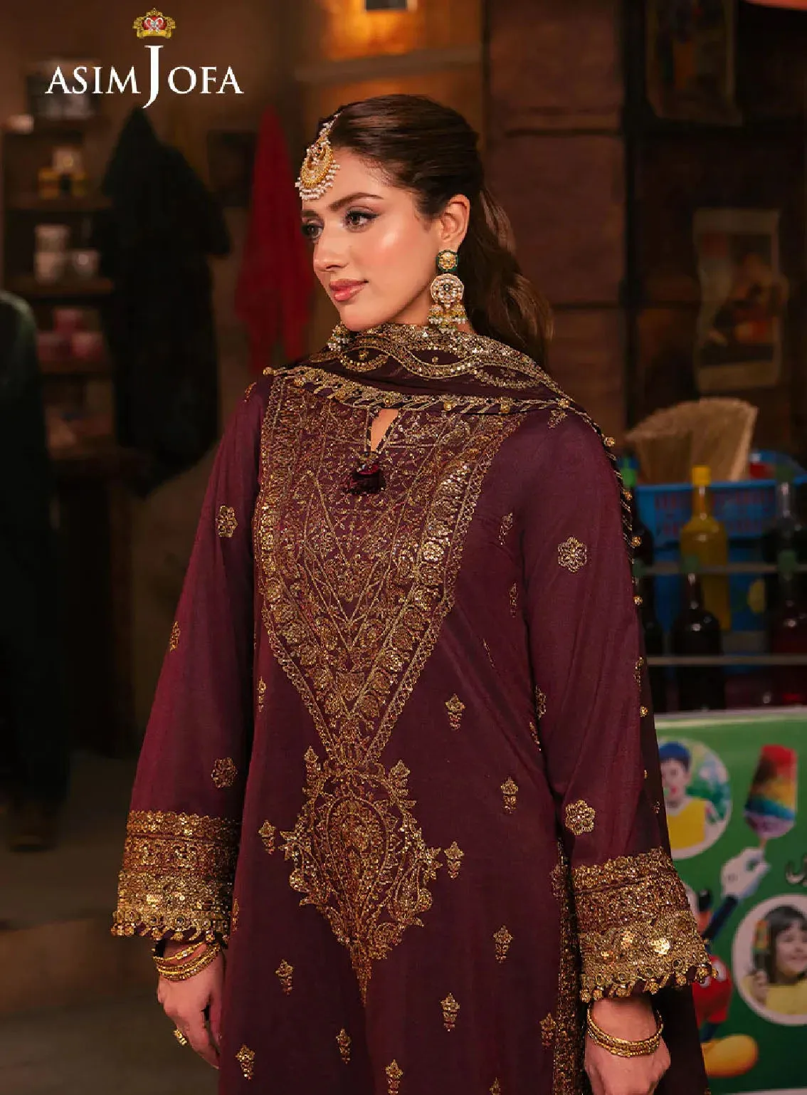 Chamkeeli By Asim Jofa Luminous Luxe Festive Embroidered Silk 3 Piece Unstitched Suit AJ24CF AJKK-01