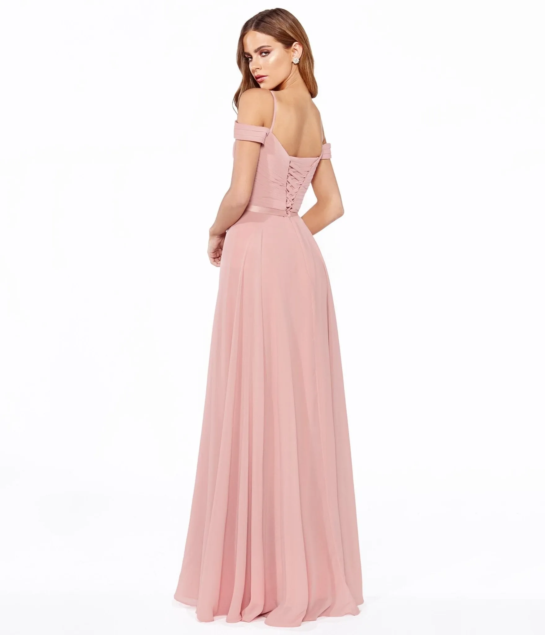 Cinderella Divine  Dusty Rose Chiffon Prom Gown