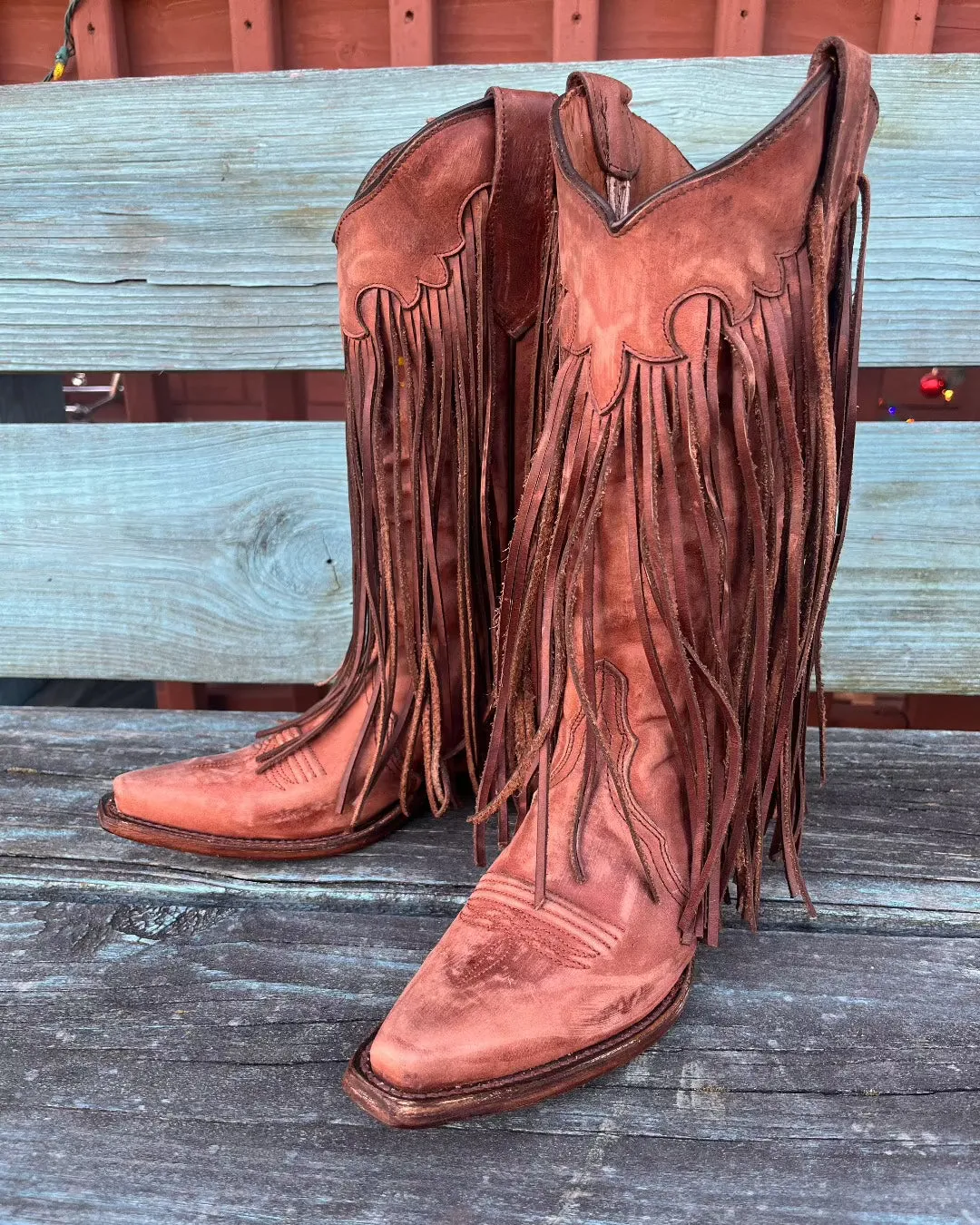 Circle G by Corral Women's Brick Brown Fringes Cowgirl Boots L6088