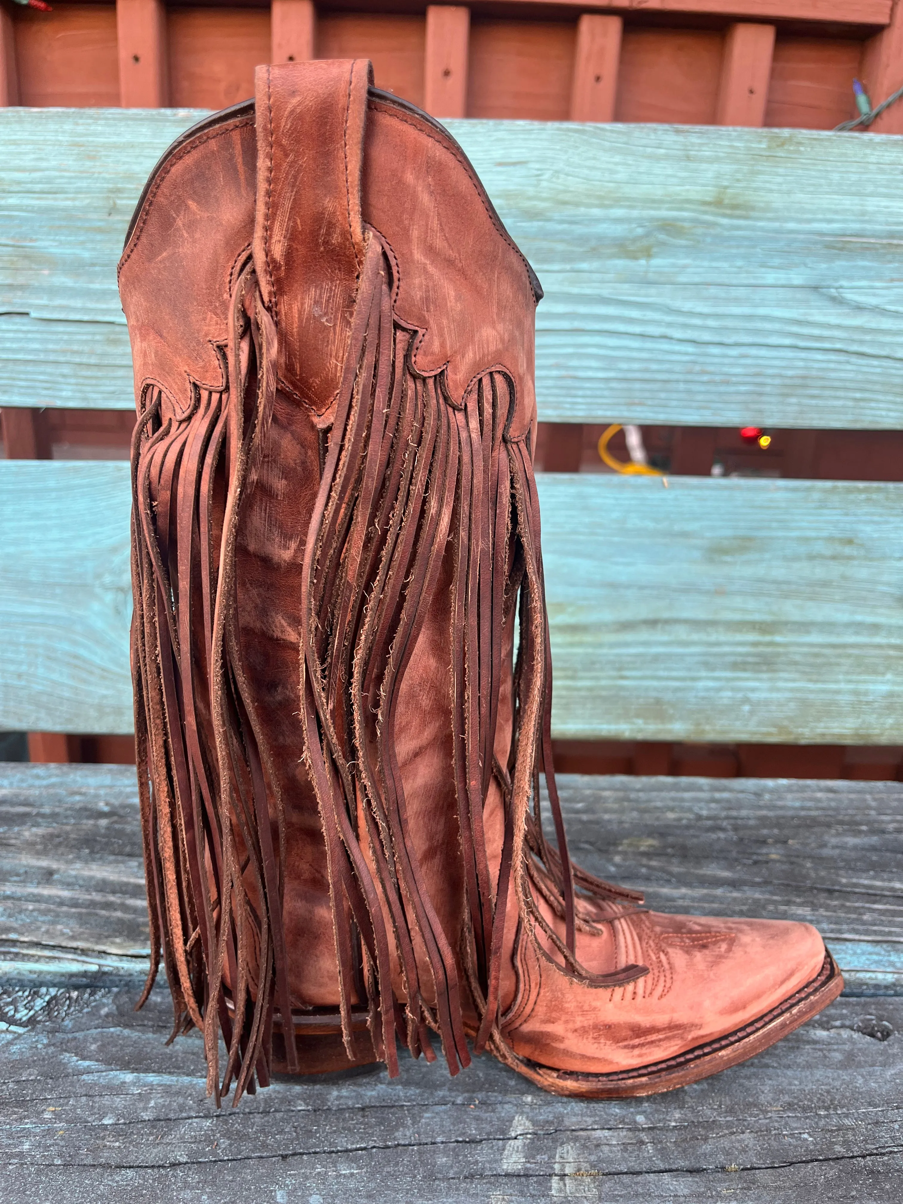 Circle G by Corral Women's Brick Brown Fringes Cowgirl Boots L6088