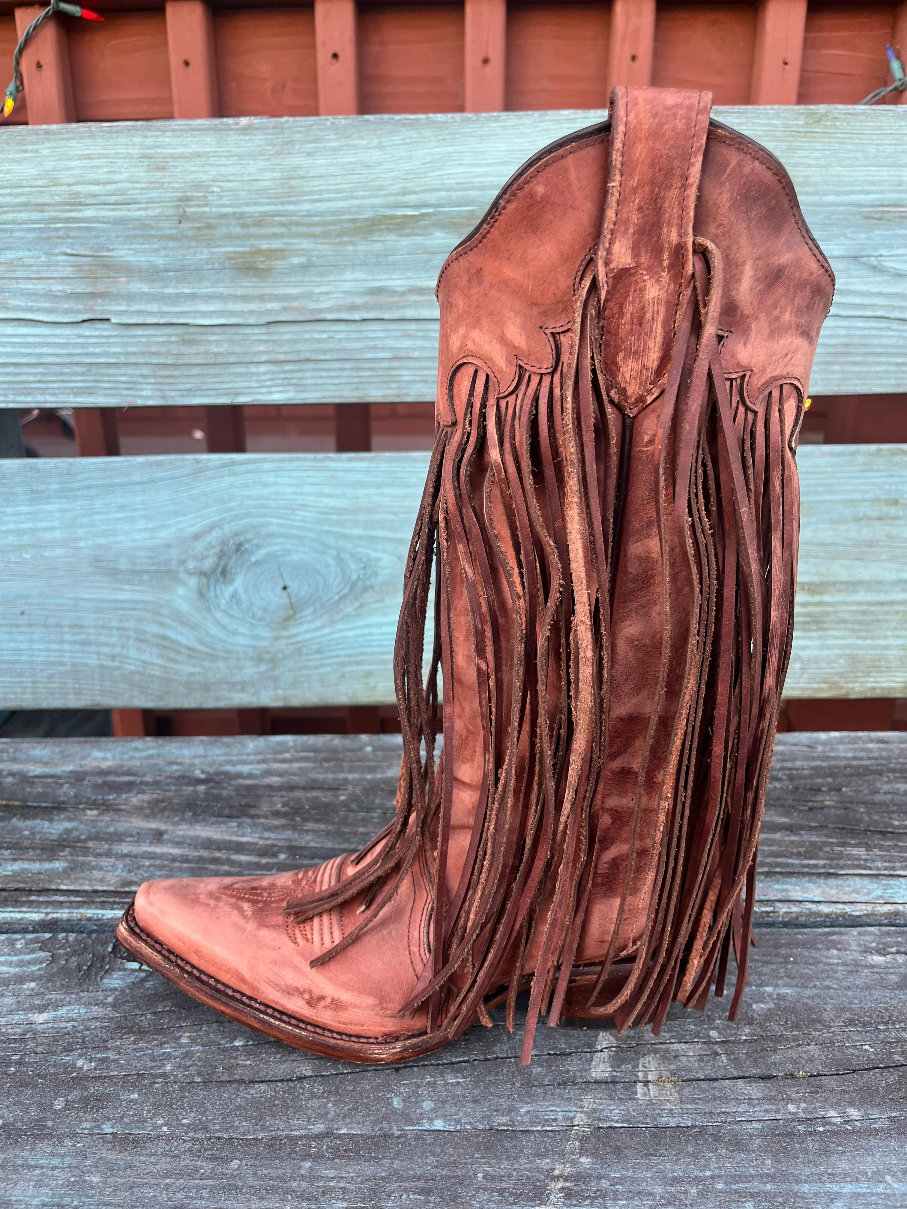 Circle G by Corral Women's Brick Brown Fringes Cowgirl Boots L6088