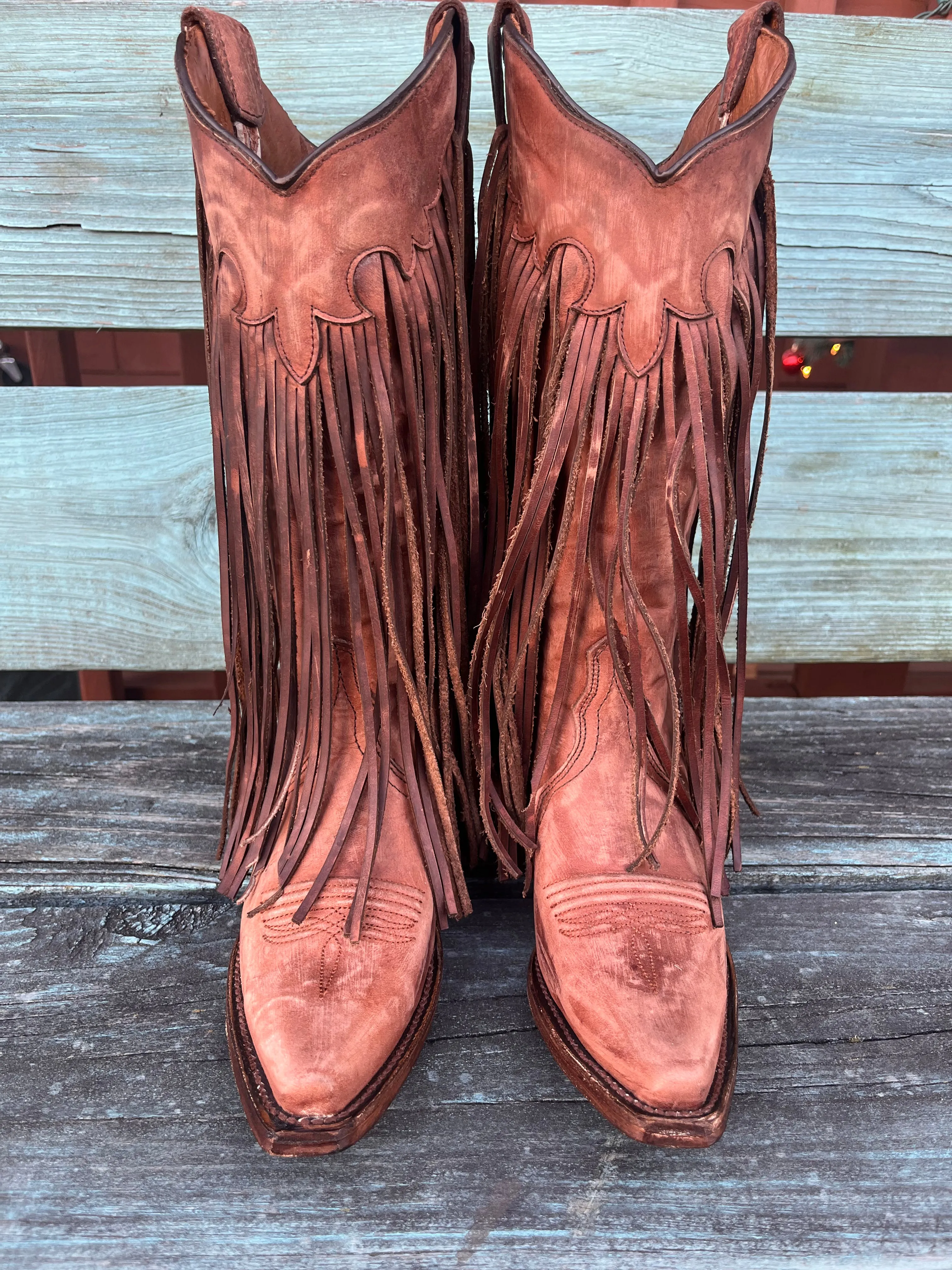 Circle G by Corral Women's Brick Brown Fringes Cowgirl Boots L6088