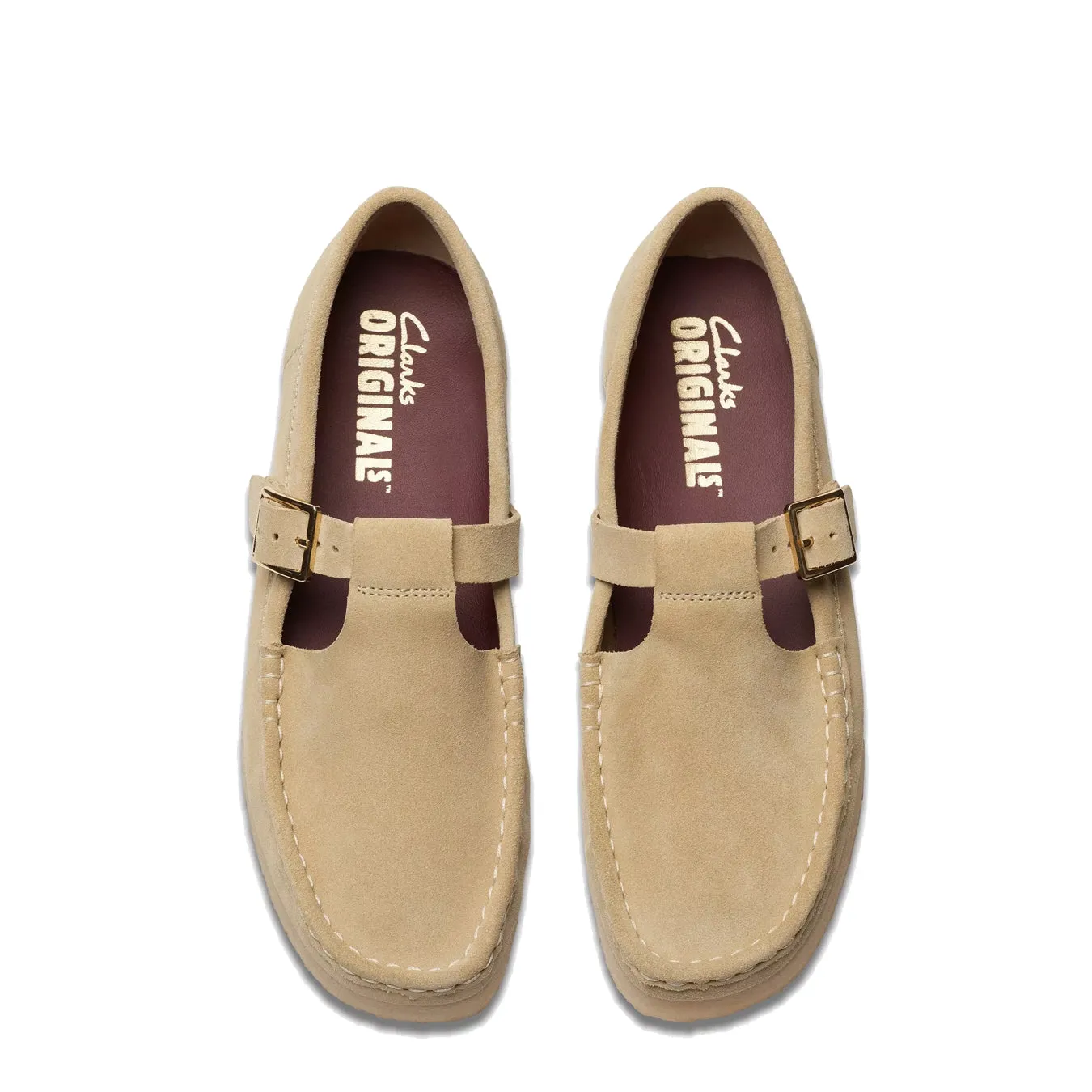 Clarks Originals Womens Wallabee T Bar Maple Suede