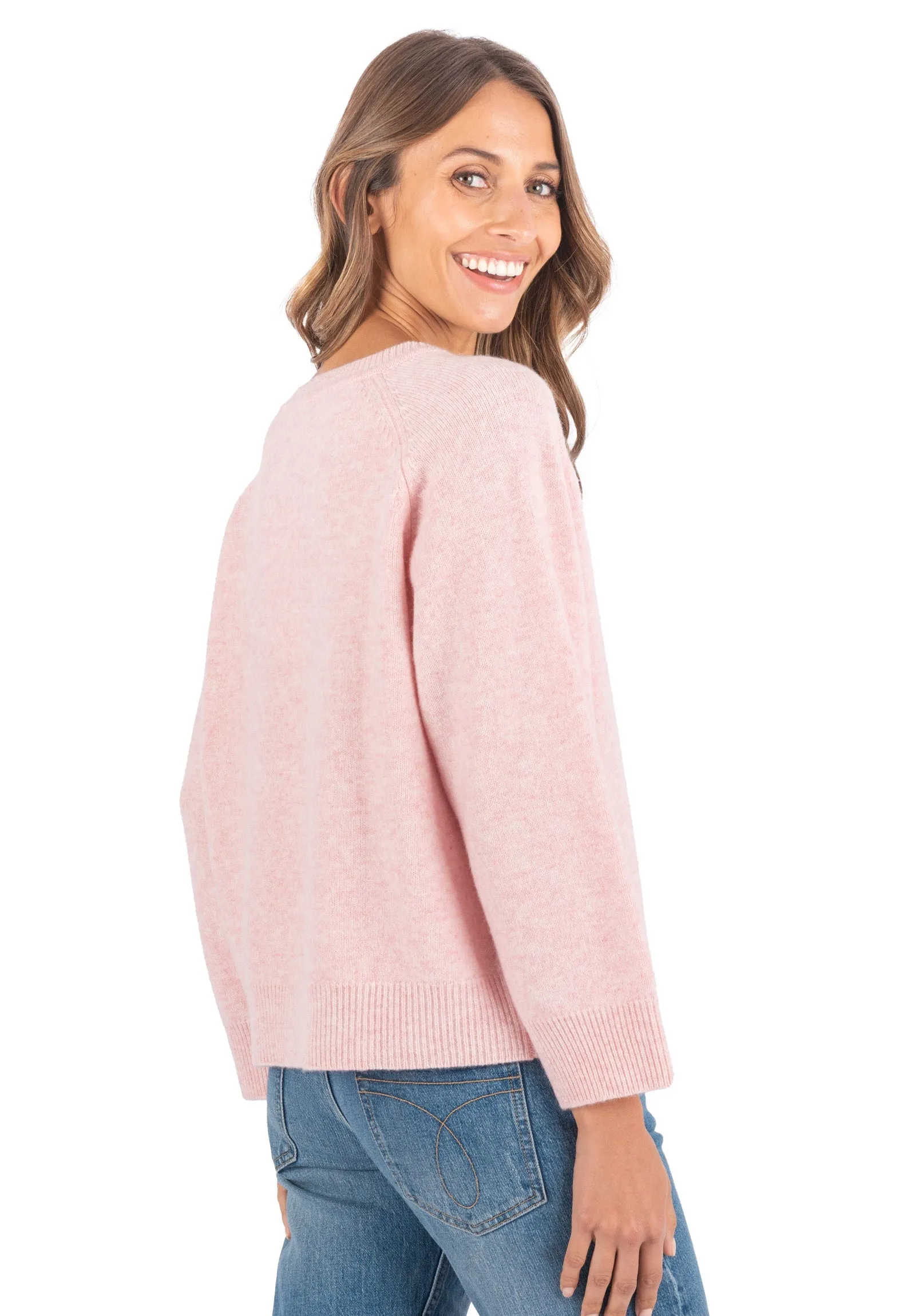 Cristina Pink Relaxed Merino Wool Sweater