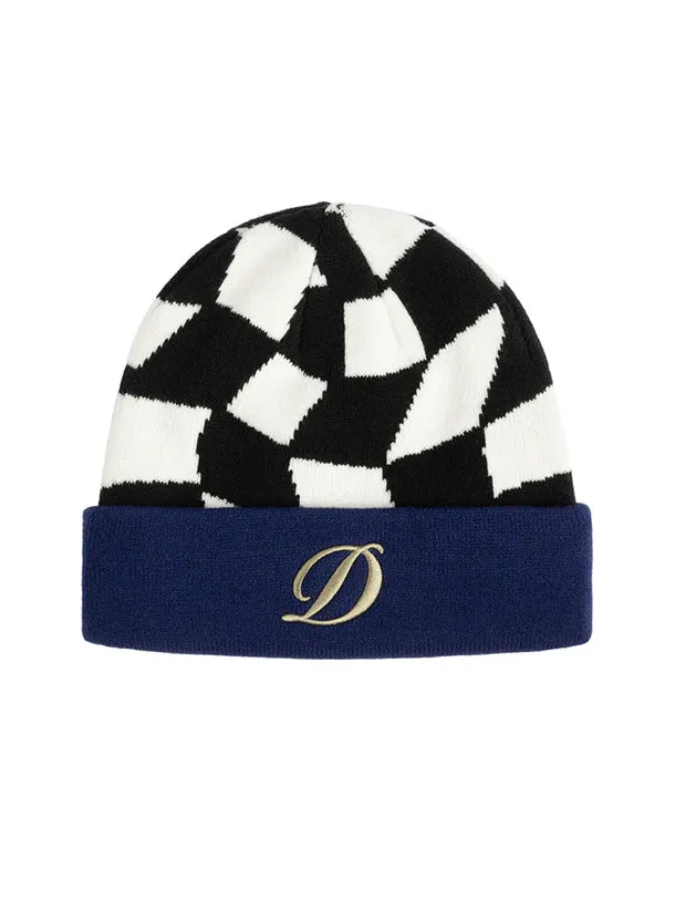 D Checkered Cuff Beanie