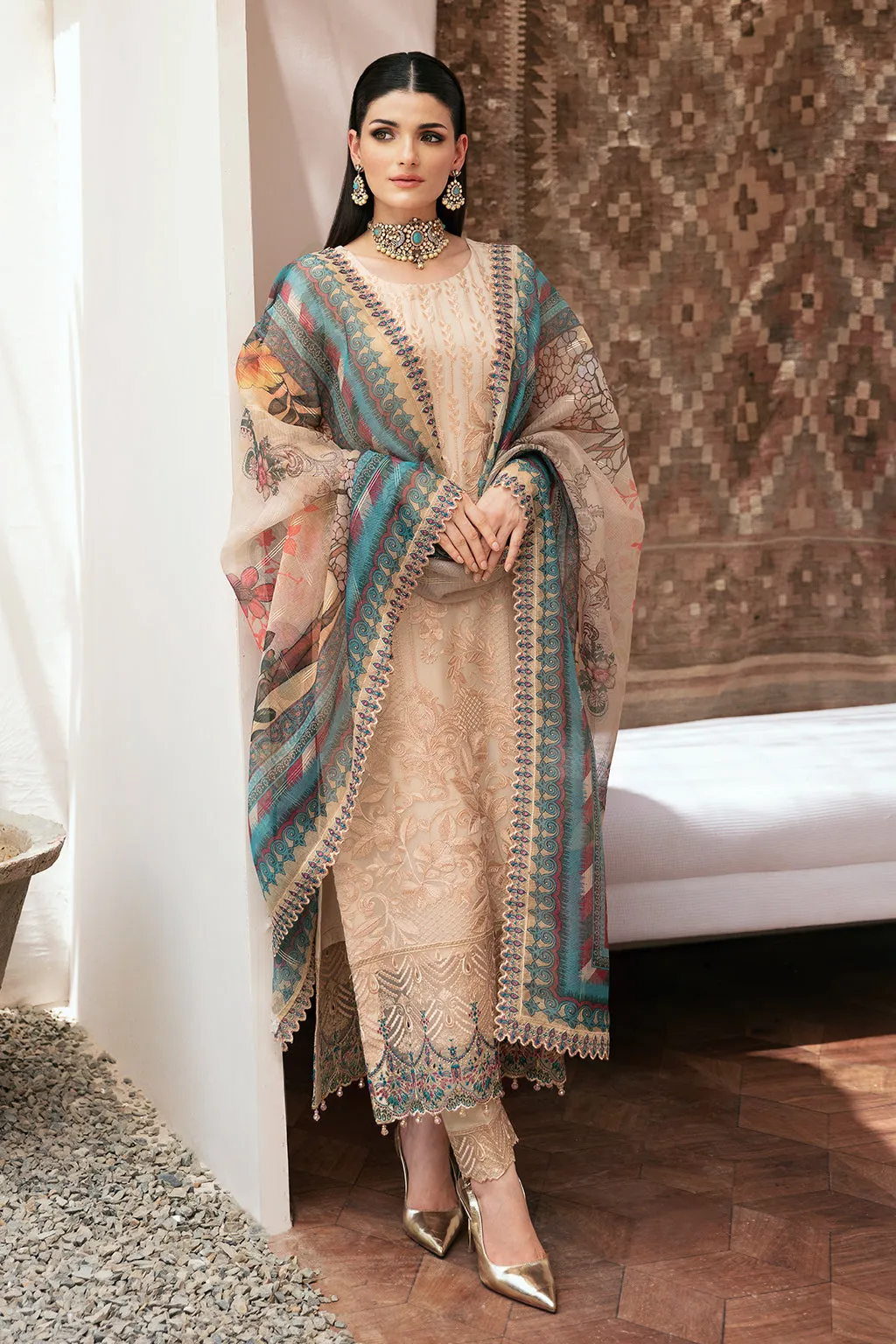 Dastan by Ramsha Embroidered Chiffon Unstitched 3Pc Suit T-208