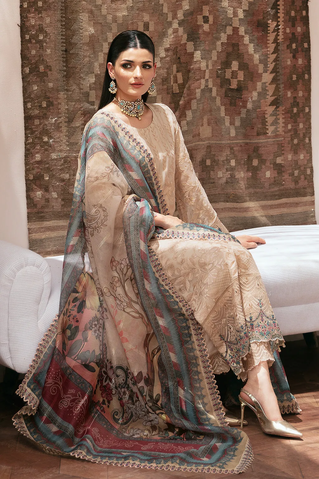 Dastan by Ramsha Embroidered Chiffon Unstitched 3Pc Suit T-208