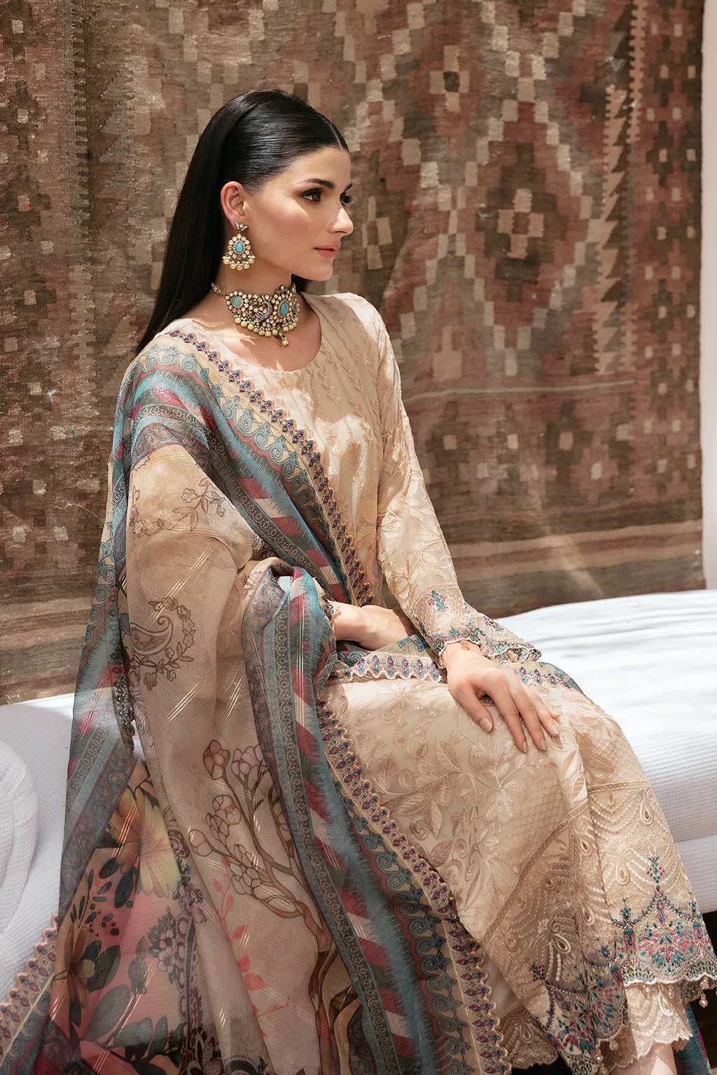 Dastan by Ramsha Embroidered Chiffon Unstitched 3Pc Suit T-208