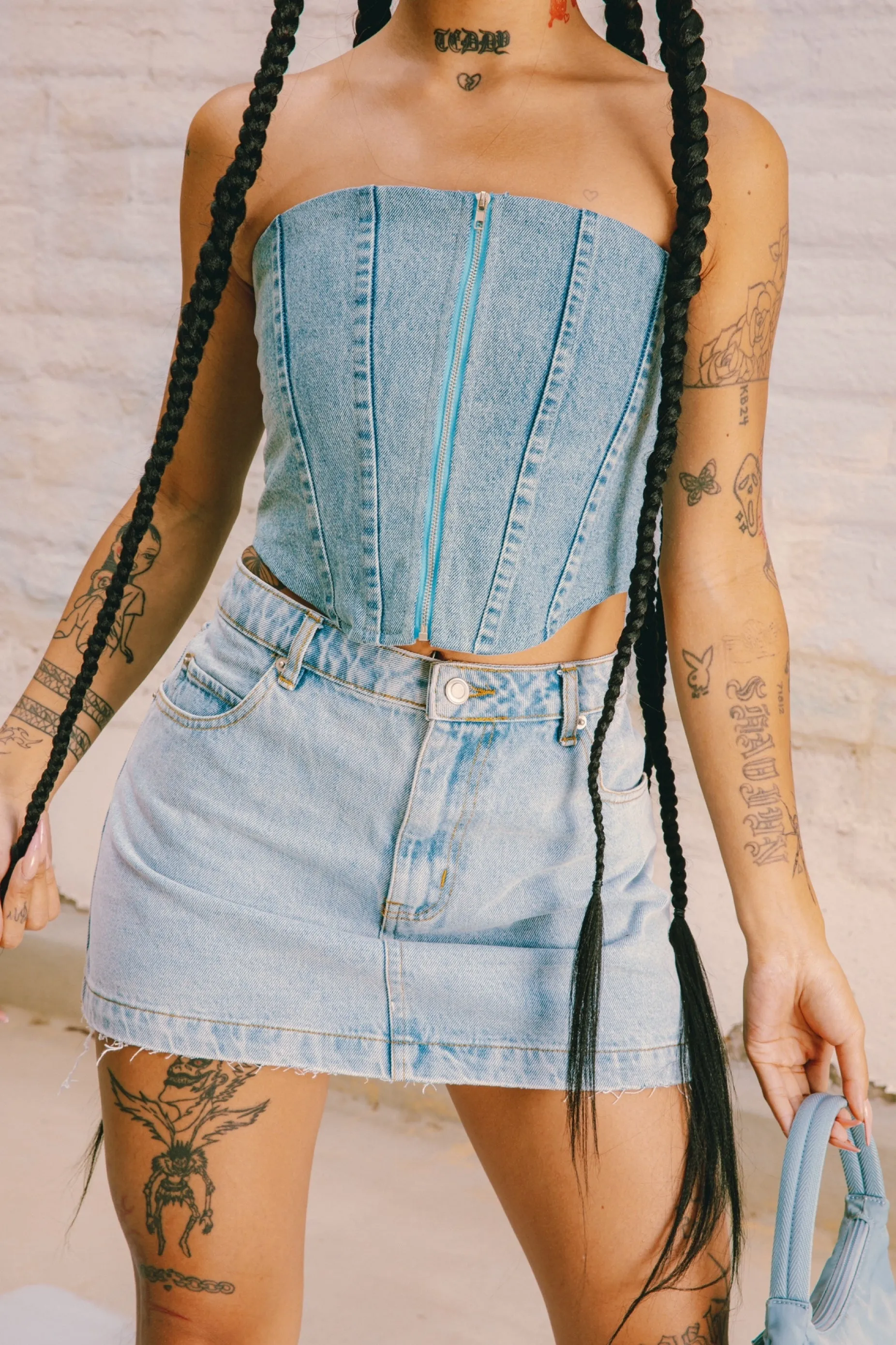 Denim Corset Tube Top