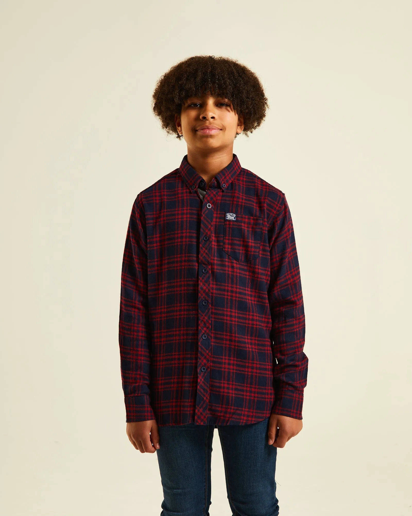 Derek Flannel Shirt Navy Red Check