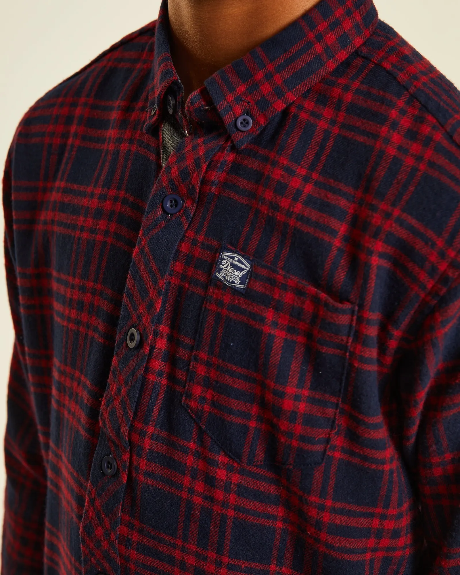 Derek Flannel Shirt Navy Red Check