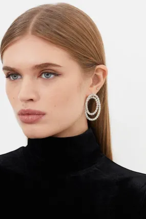 Diamante Round Earrings | Karen Millen