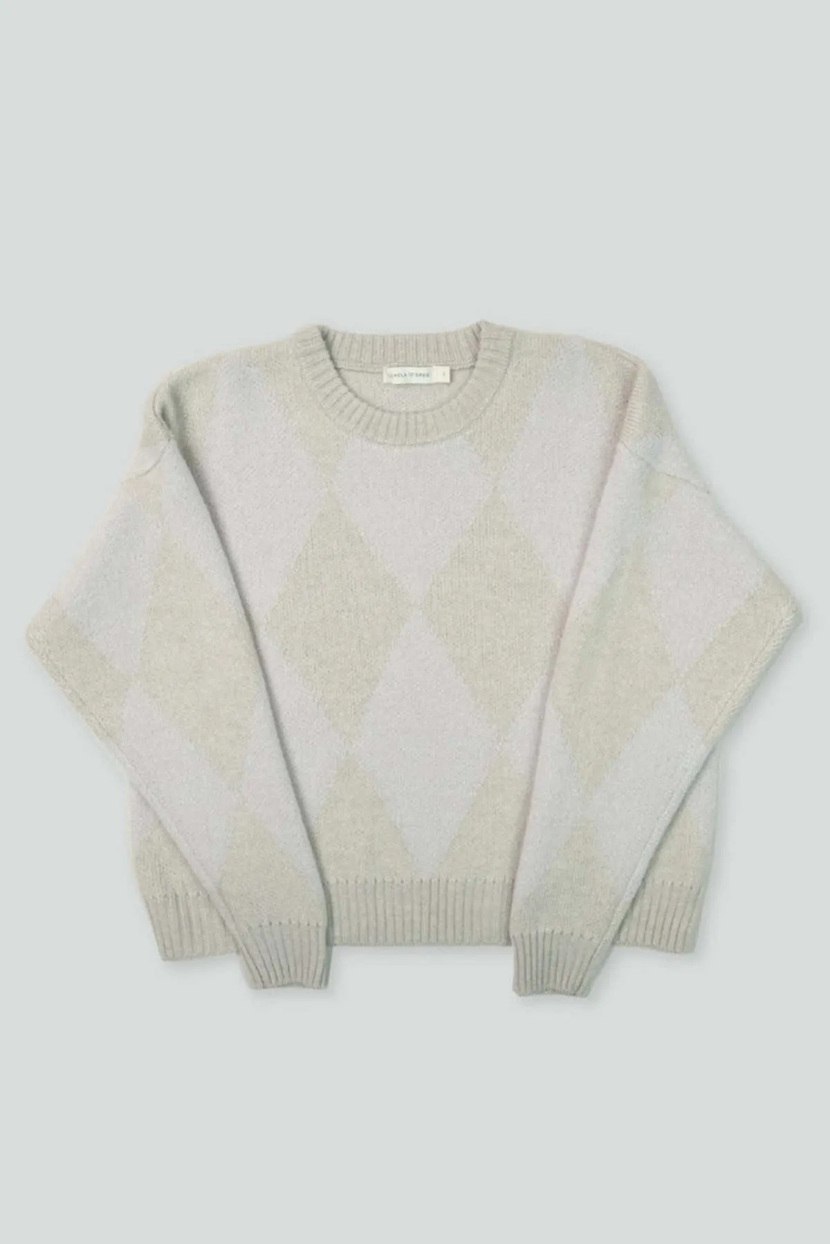 Diamond Merino Wool Sweater - Cream