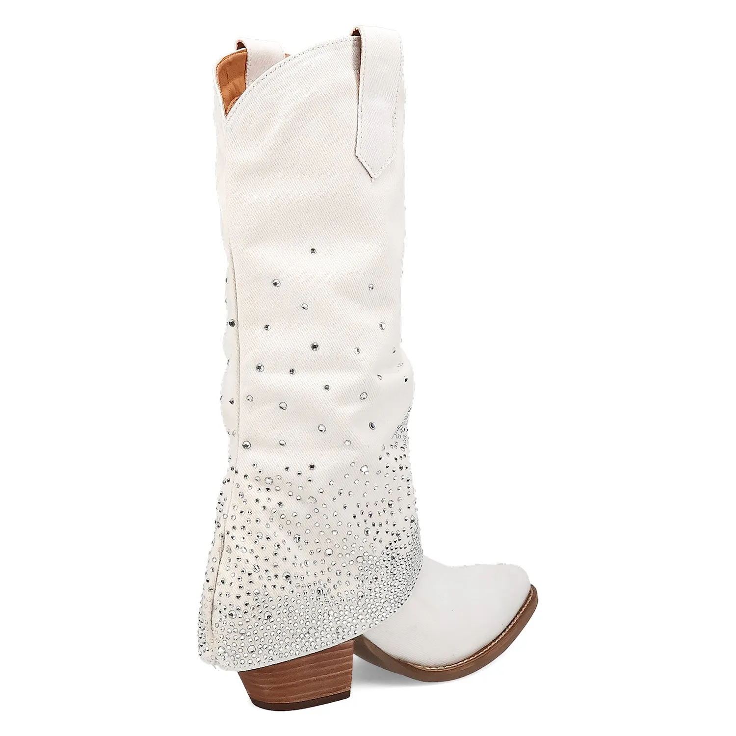 Dingo Womens Eye Candy White Denim Cowboy Boots