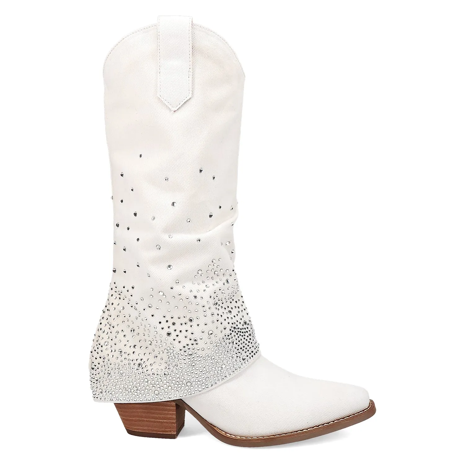 Dingo Womens Eye Candy White Denim Cowboy Boots