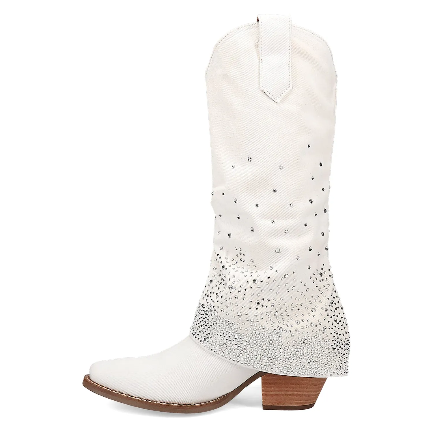 Dingo Womens Eye Candy White Denim Cowboy Boots