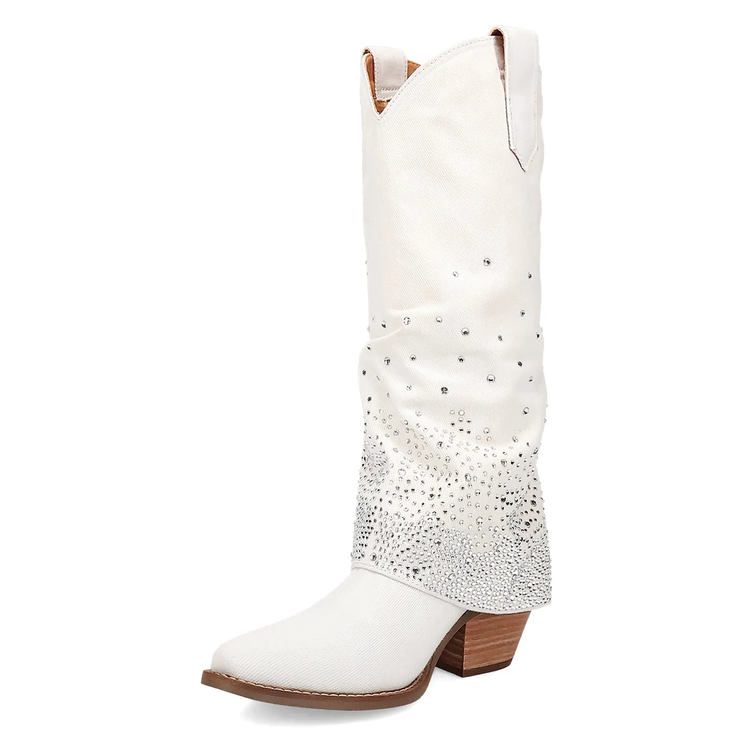 Dingo Womens Eye Candy White Denim Cowboy Boots