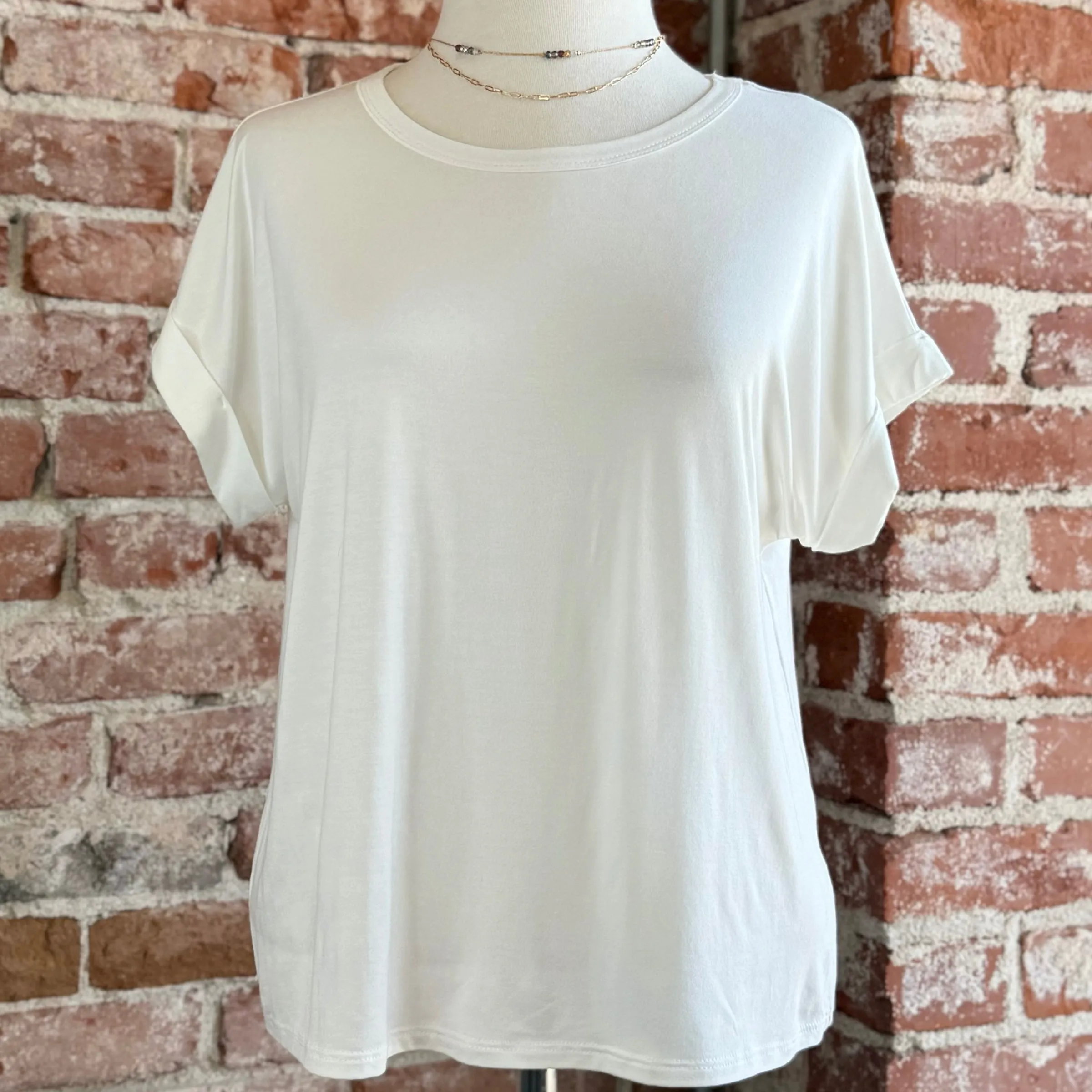 Elevated Round Neck Top White