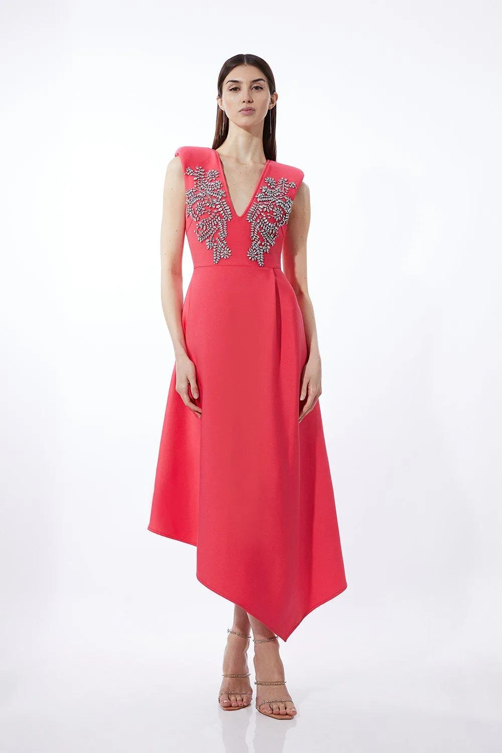 Embellished Bandage Figure Form Knit Sleeveless Midaxi Dress | Karen Millen