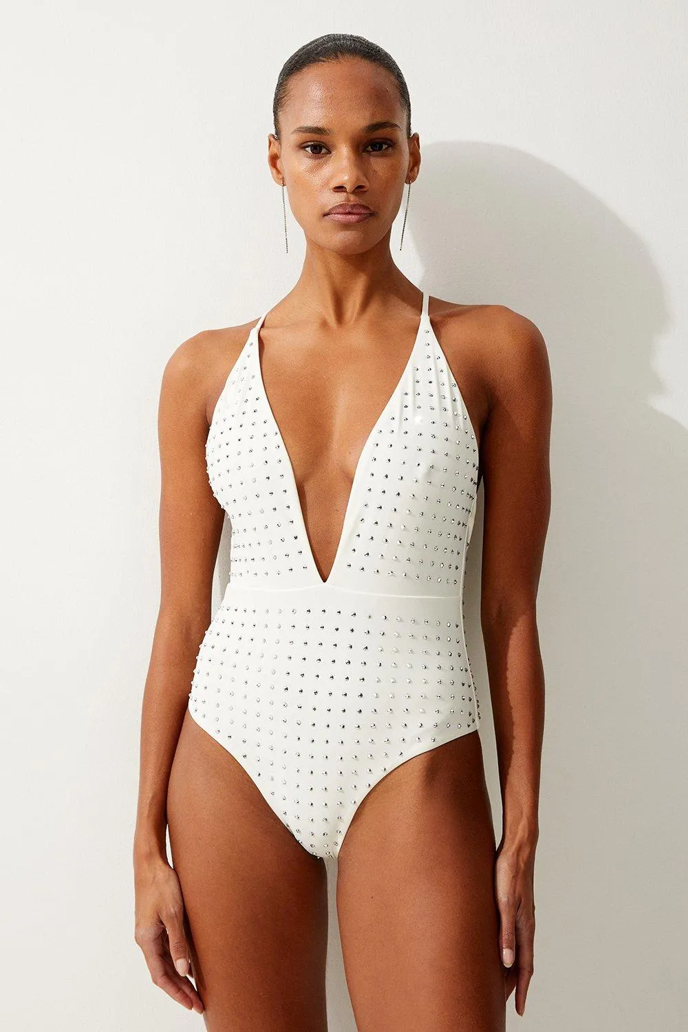 Embellished Plunge Swimsuit | Karen Millen