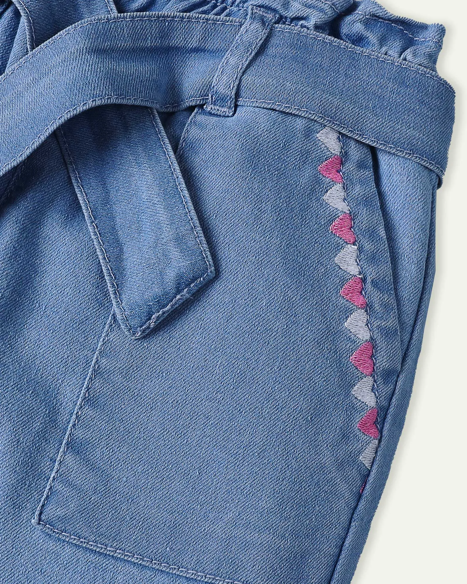 Embroidered Paper Bag Jeans