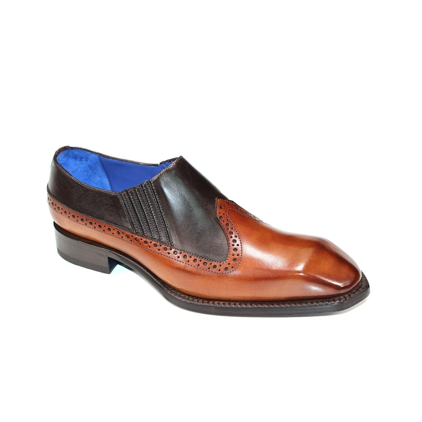 Emilio Franco Brio Men's Shoes Cognac-Chocolate Calf Skin Leather Loafer (EF1231)