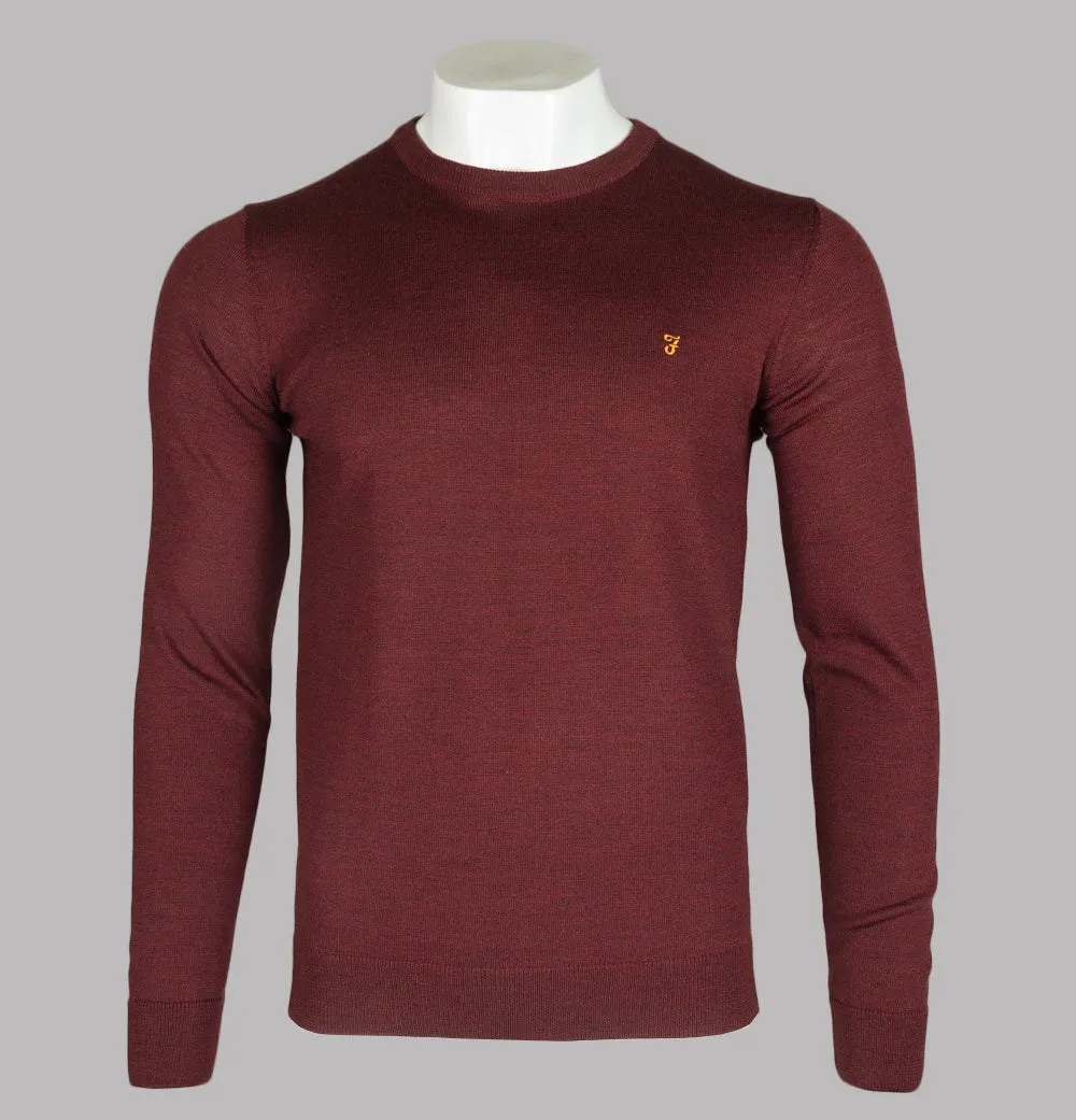 Farah Mullen Merino Wool Sweater Burgundy