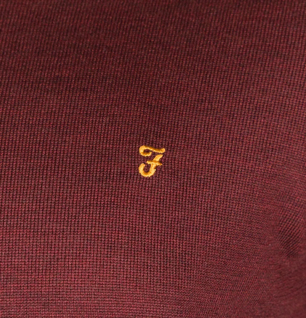 Farah Mullen Merino Wool Sweater Burgundy